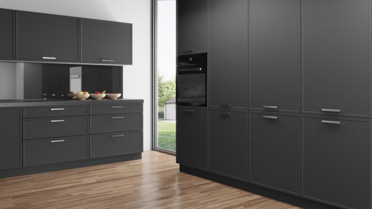 Side view of anthracite grey IKEA kitchen doors PT5002