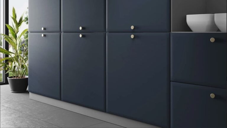 Indigo blue IKEA cabinet fronts – detail shot PT5016