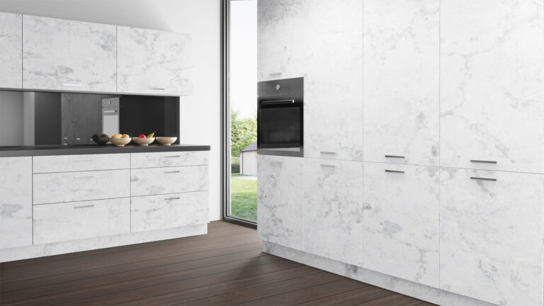 White marble IKEA replacement kitchen cabinet doors – stone effect fronts DC4211