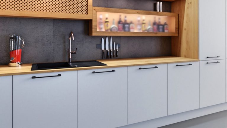 IKEA kitchen with frozen white replacement doors PT5001