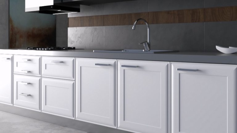 Close-up of frozen white IKEA cabinet doors PT5001