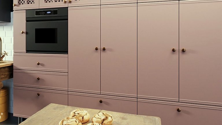 Close-up of rose antique IKEA replacement cabinet doors UN0137